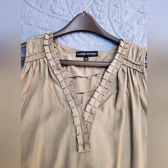 Catherine Malandrino fringe trim criss-cross tank top - Picture 4 of 8